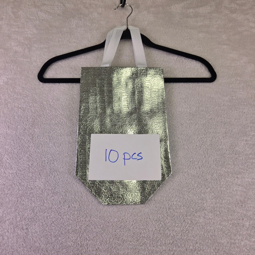 10 Pcs Silver Metallic Embossed Crocodile Texture Gift Bags with Handles 8x10